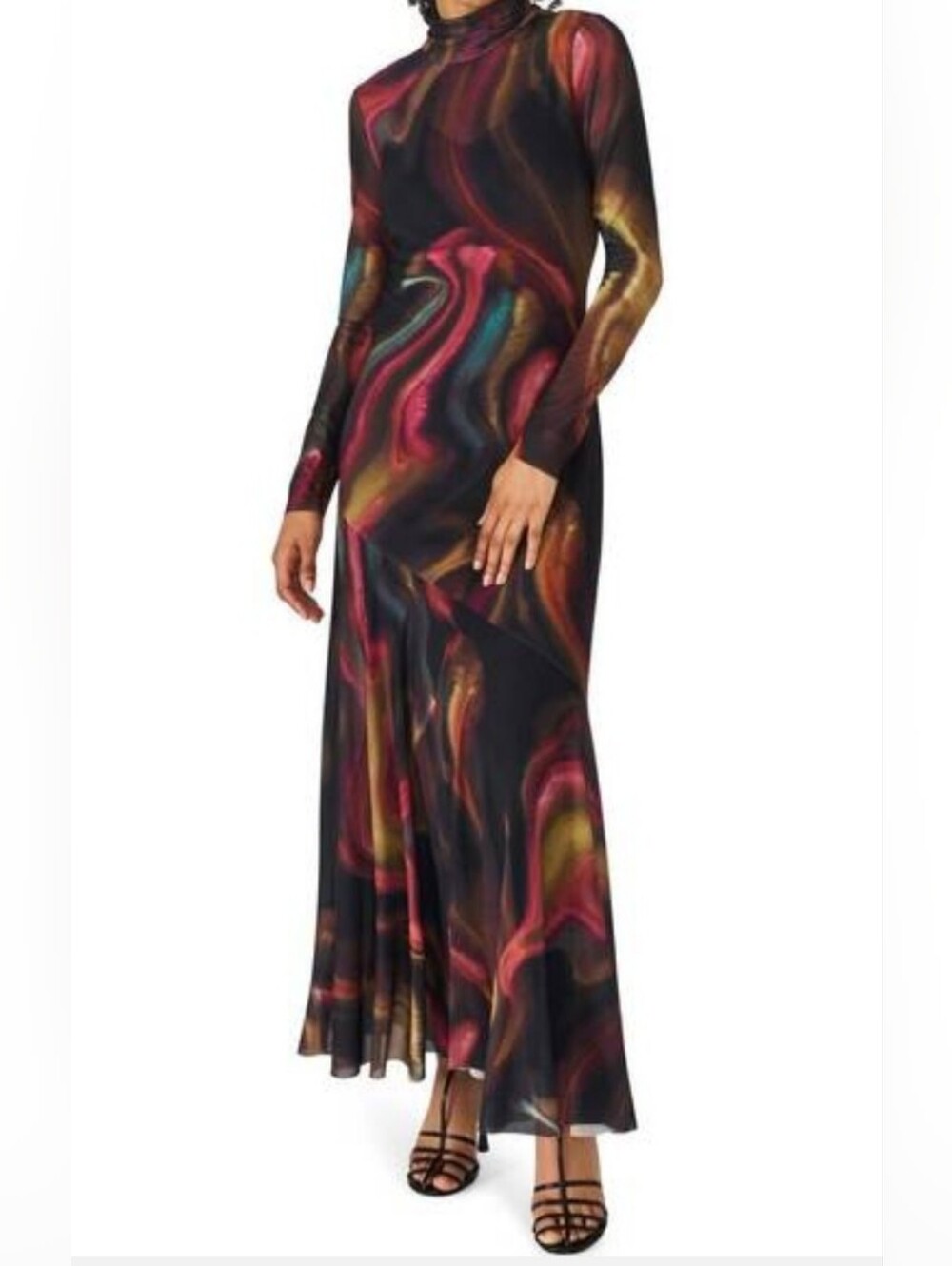 NWT Steve Madden Vivara Mesh Maxi Dress In Faded Ink Size L - Picture 2 of 10